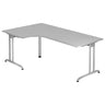 Bureau en L BELA 82 S en gris avec pieds en métal argenté de hjh OFFICE PRO