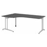 Bureau en L BELA 82 S en graphite avec deux passe-câbles et des pieds argentés de hjh OFFICE PRO