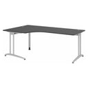Bureau en L BELA 82 S en graphite avec deux passe-câbles et des pieds argentés de hjh OFFICE PRO