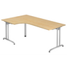 Bureau en L BELA 82 S aspect érable avec pieds en métal argenté de hjh OFFICE PRO