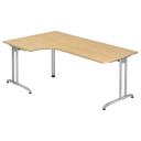 Bureau en L BELA 82 S aspect érable avec pieds en métal argenté de hjh OFFICE PRO