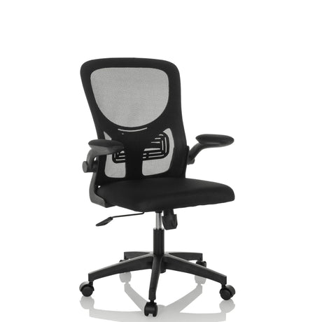 Siège de bureau à domicile BELIO avec revêtement en maille noire et accoudoirs de hjh OFFICE