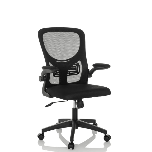 Siège de bureau à domicile BELIO avec revêtement en maille noire et accoudoirs de hjh OFFICE