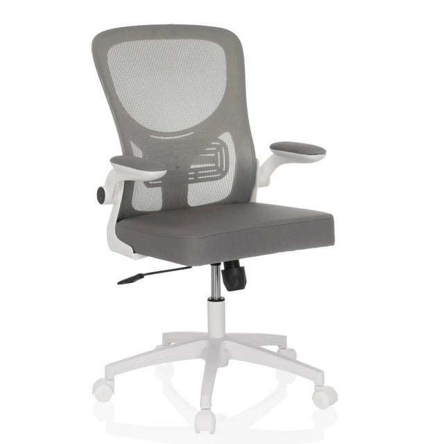 Siège de bureau à domicile BELIO W en gris avec dossier en maille et structure blanche de hjh OFFICE
