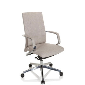 Siège de bureau de qualité professionnelle BESSONA avec revêtement en tissu beige et accoudoirs en aluminium brillant de hjh OFFICE