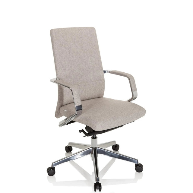 Siège de bureau de qualité professionnelle BESSONA avec revêtement en tissu beige et accoudoirs en aluminium brillant de hjh OFFICE