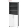 Armoire combinée BETA 9 en graphite et blanc avec étagères ouvertes et deux portes de hjh OFFICE PRO