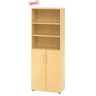 Meuble combiné BETA 9 aspect érable avec trois étagères ouvertes et deux portes de hjh OFFICE PRO