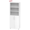 Meuble combiné blanc BETA 9 avec trois niches ouvertes et deux portes dans la partie inférieure de hjh OFFICE PRO