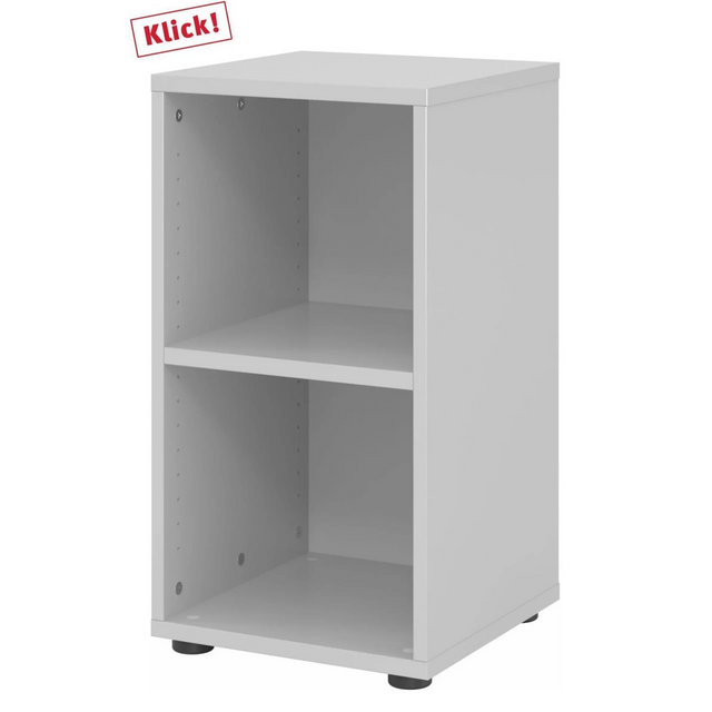 Étagère grise BETA 9 avec deux tablettes ouvertes de hjh OFFICE PRO