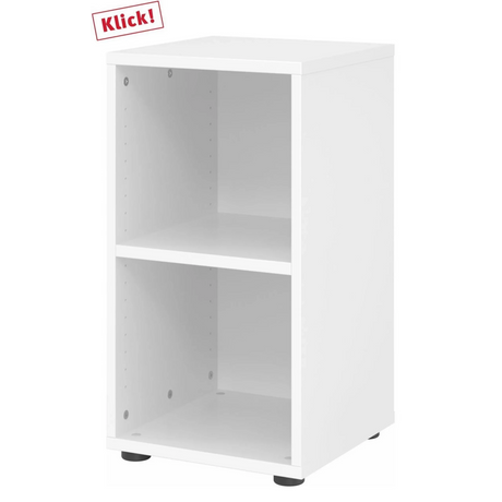 Étagère BETA 9 blanche avec deux niches ouvertes et pieds en plastique noirs de hjh OFFICE PRO