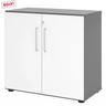 Armoire à deux portes BETA 9 en graphite et blanc avec poignées argentées de hjh OFFICE PRO