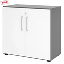 Armoire à deux portes BETA 9 en graphite et blanc avec poignées argentées de hjh OFFICE PRO