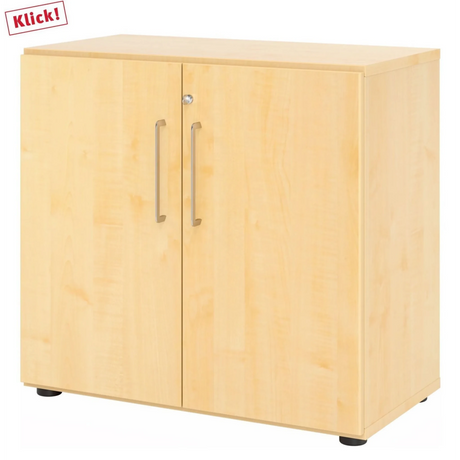 Armoire à deux portes BETA 9 aspect érable avec deux poignées argentées de hjh OFFICE PRO