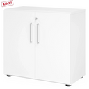 Armoire blanche BETA 9 avec deux portes, des poignées argentées et une serrure de hjh OFFICE PRO