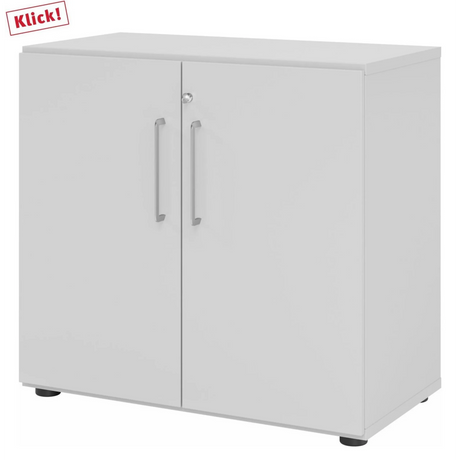 Armoire grise BETA 9 avec deux portes et poignées argentées de hjh OFFICE PRO