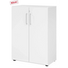 Armoire blanche BETA 9 avec deux portes, poignées argentées et serrure de hjh OFFICE PRO