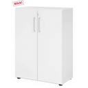 Armoire blanche BETA 9 avec deux portes, poignées argentées et serrure de hjh OFFICE PRO