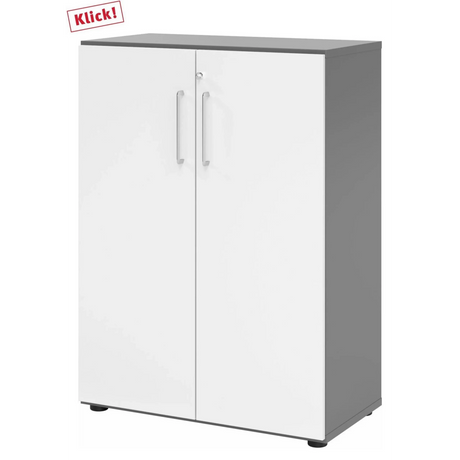 Armoire blanche BETA 9 à deux portes avec plateau graphite de hjh OFFICE PRO