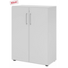 Armoire grise BETA 9 avec deux portes et poignées argentées de hjh OFFICE PRO