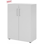 Armoire grise BETA 9 avec deux portes et poignées argentées de hjh OFFICE PRO
