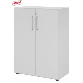 Armoire grise BETA 9 avec deux portes et poignées argentées de hjh OFFICE PRO