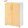 Armoire BETA 9 avec deux portes en érable, corps blanc et poignées argentées de hjh OFFICE PRO