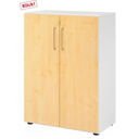 Armoire BETA 9 avec deux portes en érable, corps blanc et poignées argentées de hjh OFFICE PRO
