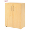 Armoire de bureau à deux portes BETA 9 aspect érable avec poignées argentées de hjh OFFICE PRO
