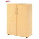 Armoire de bureau à deux portes BETA 9 aspect érable avec poignées argentées de hjh OFFICE PRO