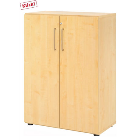 Armoire de bureau à deux portes BETA 9 aspect érable avec poignées argentées de hjh OFFICE PRO