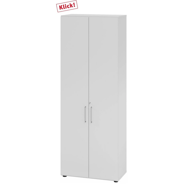 Armoire grise BETA 9 avec deux portes et poignées argentées de hjh OFFICE PRO