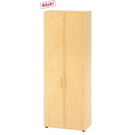 Armoire à deux portes BETA 9 aspect érable avec deux poignées argentées de hjh OFFICE PRO