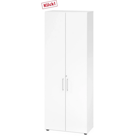 Armoire blanche BETA 9 à deux portes avec poignées argentées de hjh OFFICE PRO
