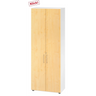 Armoire à deux portes BETA 9 en blanc et érable avec poignées argentées de hjh OFFICE PRO