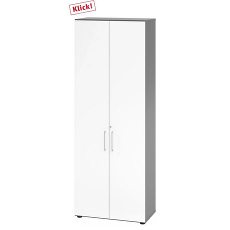 Armoire de bureau blanche BETA 9 avec deux portes et un corps couleur graphite de hjh OFFICE PRO