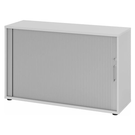 Armoire grise à rideau métallique BETA R 1732S avec une poignée en métal de hjh OFFICE PRO