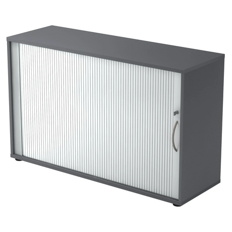Armoire à rideau graphite BETA R 1732S avec poignée arquée en métal argenté de hjh OFFICE PRO