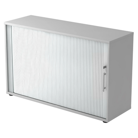 Armoire à rideau grise BETA R 1732S avec poignée tubulaire en plastique de hjh OFFICE PRO