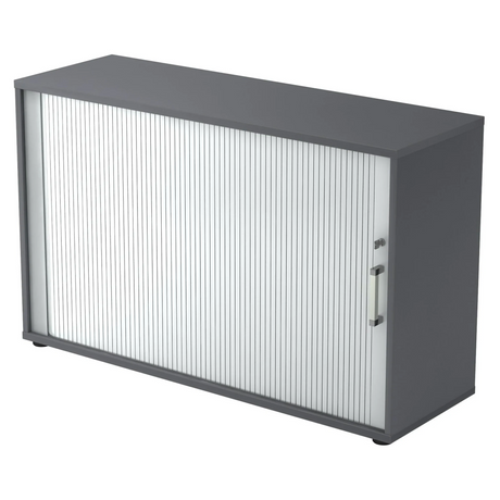 Armoire à rideau couleur graphite BETA R 1732S avec poignée en métal chromé de hjh OFFICE PRO