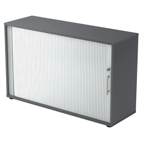 Armoire à rideau gris graphite BETA R 1732S avec poignée tubulaire en plastique de hjh OFFICE PRO