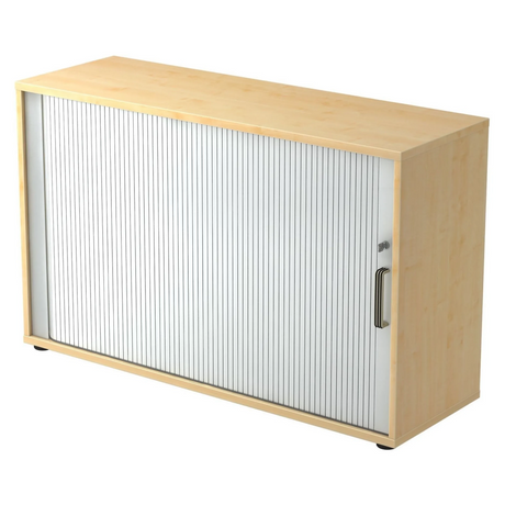 Armoire à rideau BETA R 1732S aspect érable avec rideau blanc et poignée striée de hjh OFFICE PRO