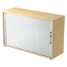 Armoire à rideau BETA R 1732S aspect érable avec rideau blanc et poignée chromée de hjh OFFICE PRO