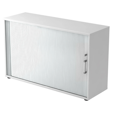 Armoire blanche à rideau BETA R 1732S en métal avec poignée chromée de hjh OFFICE PRO