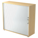 Armoire à rideau BETA R 1733S aspect érable avec poignée en chrome argenté de hjh OFFICE PRO