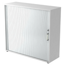 Armoire métallique blanche à rideau BETA R 1733S avec poignée en chrome argenté de hjh OFFICE PRO