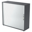 Armoire à rideau graphite BETA R 1733S avec poignée en métal chromé de hjh OFFICE PRO