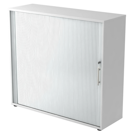Armoire à rideau blanche BETA R 1733S avec poignée tubulaire en plastique de hjh OFFICE PRO