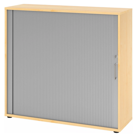 Armoire à volet roulant BETA R 1733S aspect érable avec volet roulant gris et poignée métallique de hjh OFFICE PRO