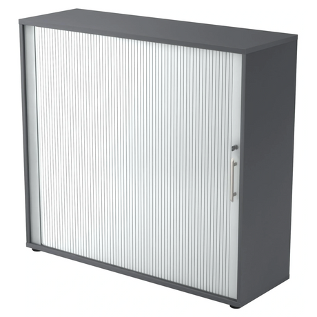 Armoire à rideau gris graphite BETA R 1733S avec poignée tubulaire en plastique de hjh OFFICE PRO